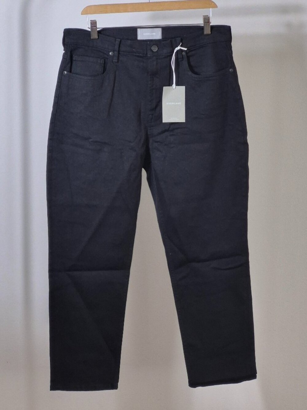 NWT Everlane Jeans Womens 32 Ankle High Rise Straight Leg Black Denim